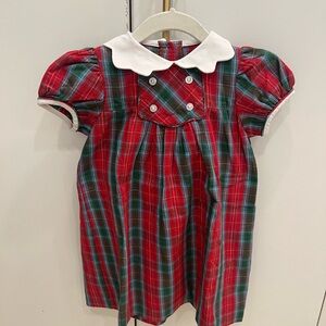 Little English Red and Green Plaid Dress with White Collar